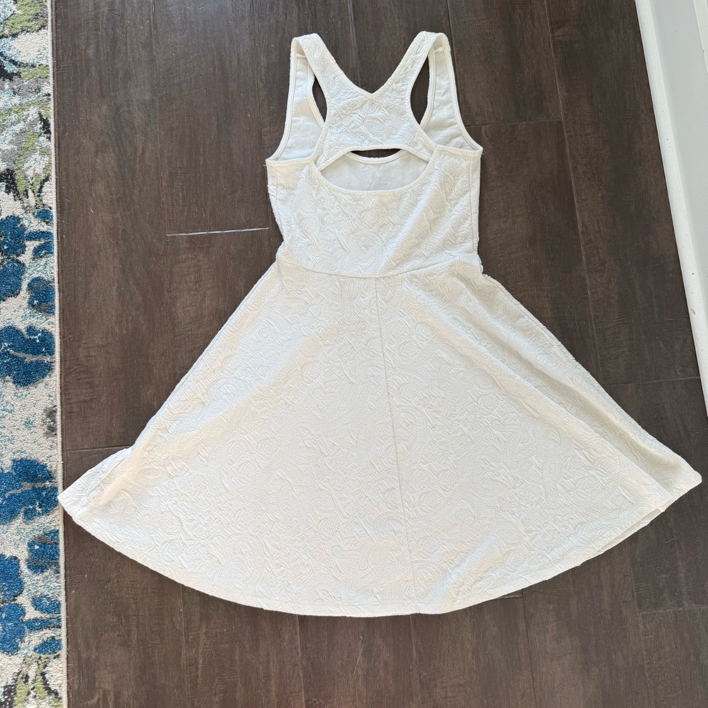 Everly White Floral Jacquard Sleeveless Fit & Flare Dress Cut-Out Back Size S - Picture 5 of 8